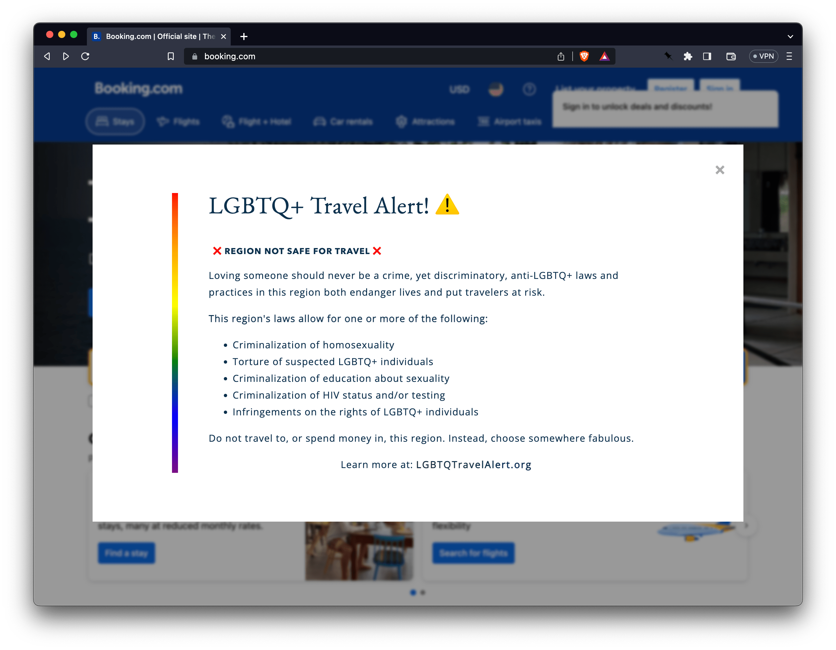 LGBTQ+ Travel Alert browser extension released